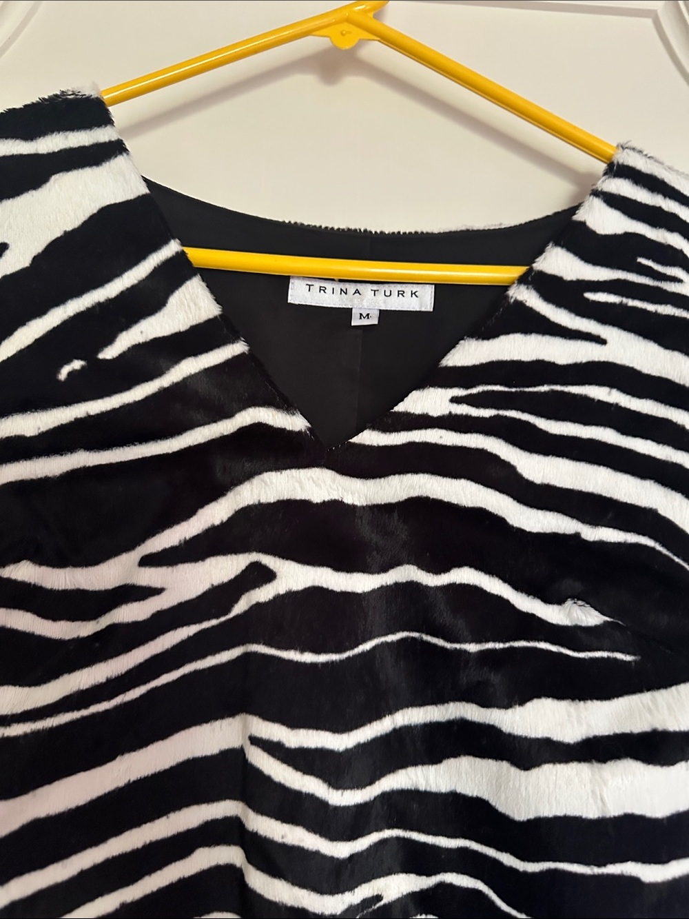 Trina Turk Black & White Zebra-Stripe V-Neck Tunic